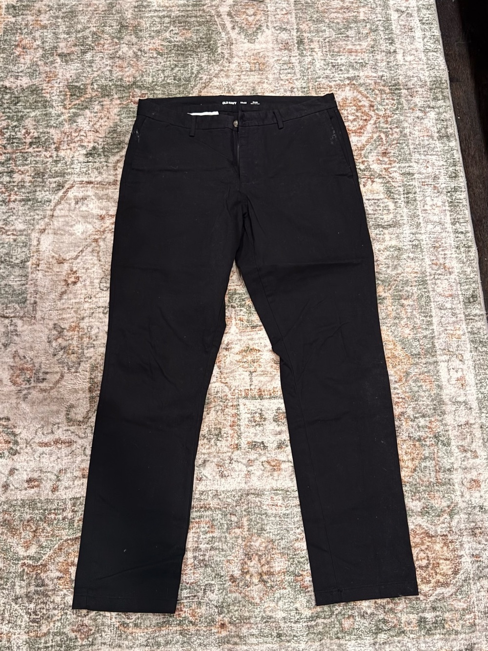 Men's Black Straight-Leg Chinos